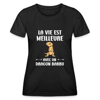 Dragon barbu - T-shirt sport Femme - noir - Devant - AI Model Female 172 light (172cm)