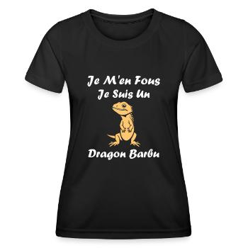Dragon barbu - T-shirt sport Femme - noir - Devant - AI Model Female 172 light (172cm)