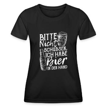 Bière Boire de la bière Pub amusant Alcool Fête Bière Houblon - T-shirt sport Femme - noir - Devant - AI Model Female 172 light (172cm)