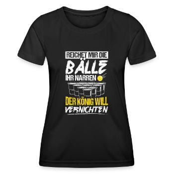 Donne-moi les couilles, imbéciles, bois, fête, bière - T-shirt sport Femme - noir - Devant - AI Model Female 172 light (172cm)