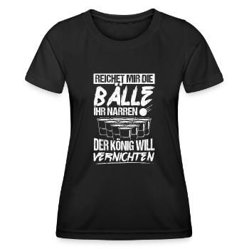 Hands me the balls, you fools, beerpong, hops, S - Women's Functional T-Shirt - black - Front - AI Model Female 172 light (172cm)