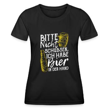 Bière Boire Bière Fun Beer Pong Alcool Fête Bière Ho - T-shirt sport Femme - noir - Devant - AI Model Female 172 light (172cm)