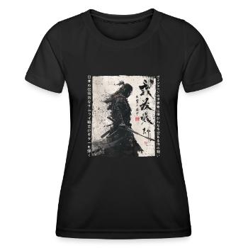 Samurai Fighter - Japanese Ukiyo-e Artwork - Women's Functional T-Shirt - black - Front - AI Model Female 172 light (172cm)