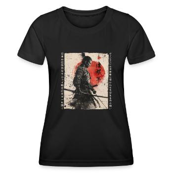 Samurai Fighter - Japanese Ukiyo-e Artwork - Women's Functional T-Shirt - black - Front - AI Model Female 172 light (172cm)