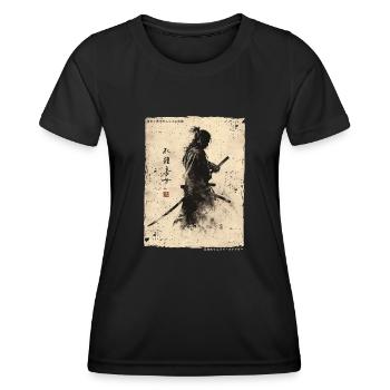 Samurai Fighter - Japanese Ukiyo-e Artwork - Women's Functional T-Shirt - black - Front - AI Model Female 172 light (172cm)