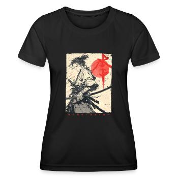 Samurai Fighter - Japanese Ukiyo-e Artwork - Women's Functional T-Shirt - black - Front - AI Model Female 172 light (172cm)