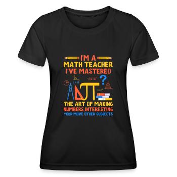 Professeur de mathématiques Professeur d’école Professeur de mathématiques drôle S - T-shirt sport Femme - noir - Devant - AI Model Female 172 light (172cm)