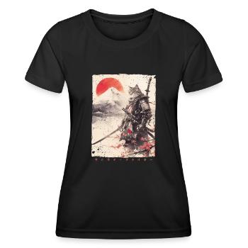 Samurai Cat Kawaii Japanese Ninja Cat - Women's Functional T-Shirt - black - Front - AI Model Female 172 light (172cm)
