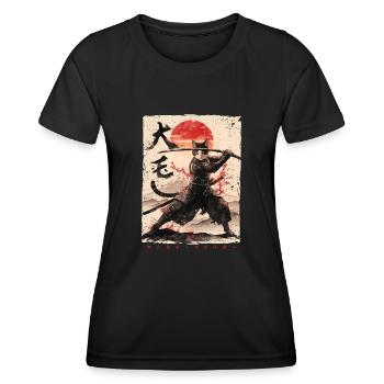 Samurai Cat Kawaii Japanese Ninja Cat - Women's Functional T-Shirt - black - Front - AI Model Female 172 light (172cm)