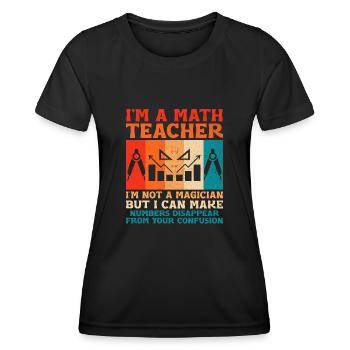 Professeur de mathématiques Professeur d’école Professeur de mathématiques drôle S - T-shirt sport Femme - noir - Devant - AI Model Female 172 light (172cm)