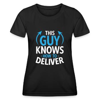 Lieferant Paket Lieferung - Frauen Funktions-T-Shirt - Schwarz - Vorne - AI Model Female 172 light (172cm)
