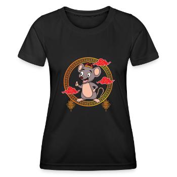 Funny Chinese New Year Of Rat Chinese Zodiac - Women's Functional T-Shirt - black - Front - AI Model Female 172 light (172cm)