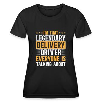 Lieferant Paket Lieferung - Frauen Funktions-T-Shirt - Schwarz - Vorne - AI Model Female 172 light (172cm)