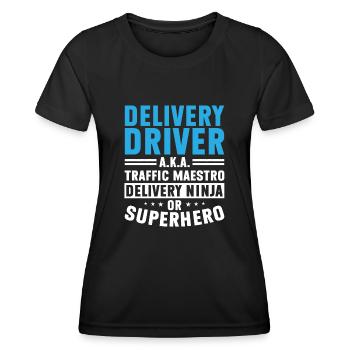 Lieferant Paket Lieferung - Frauen Funktions-T-Shirt - Schwarz - Vorne - AI Model Female 172 light (172cm)