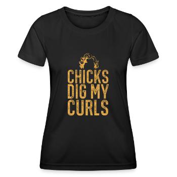 Cheveux bouclés Boucles afro Cheveux naturels - T-shirt sport Femme - noir - Devant - AI Model Female 172 light (172cm)