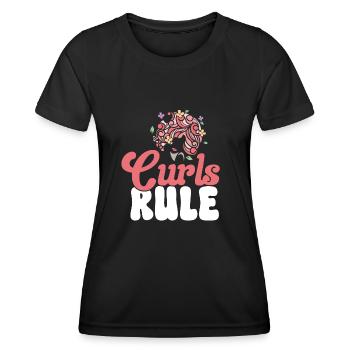 Cheveux bouclés Boucles afro Cheveux naturels - T-shirt sport Femme - noir - Devant - AI Model Female 172 light (172cm)