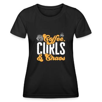 Cheveux bouclés Boucles afro Cheveux naturels - T-shirt sport Femme - noir - Devant - AI Model Female 172 light (172cm)