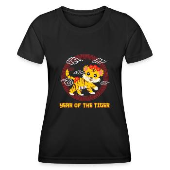 Tigre mignon Chinois Kawaii Nouvel An chinois - T-shirt sport Femme - noir - Devant - AI Model Female 172 light (172cm)