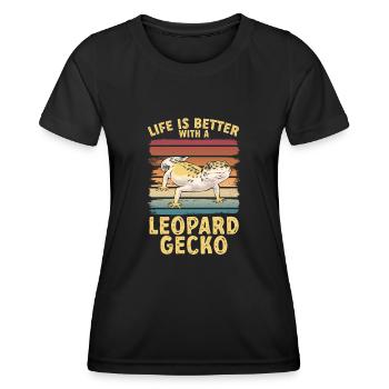 Gecko léopard Gecko reptile gecko de compagnie - T-shirt sport Femme - noir - Devant - AI Model Female 172 light (172cm)