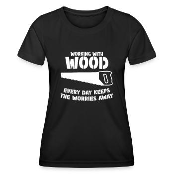 Atelier de bois de chauffage Travail du bois - T-shirt sport Femme - noir - Devant - AI Model Female 172 light (172cm)