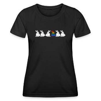 Drapeau arc-en-ciel gay lesbienne LGBT Bunny - T-shirt sport Femme - noir - Devant - AI Model Female 172 light (172cm)