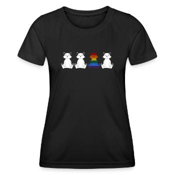 LGBT Gay Cats Lesbian Rainbow Flag - Women's Functional T-Shirt - black - Front - AI Model Female 172 light (172cm)