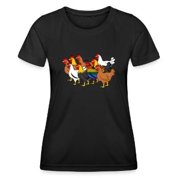 LGBT Gay Poulet Lesbienne Arc-en-ciel - T-shirt sport Femme - noir - Devant - AI Model Female 172 light (172cm)