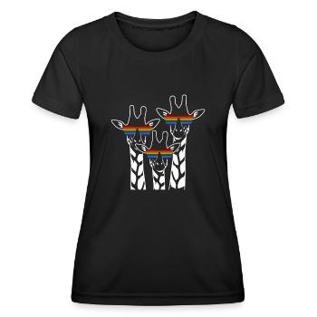 Drapeau arc-en-ciel lesbien des girafes LGBT - T-shirt sport Femme - noir - Devant - AI Model Female 172 light (172cm)