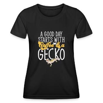 Gecko léopard Gecko reptile gecko de compagnie - T-shirt sport Femme - noir - Devant - AI Model Female 172 light (172cm)