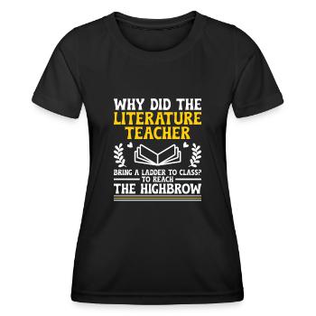 Professeur de littérature Professeur d’école Professeur drôle S - T-shirt sport Femme - noir - Devant - AI Model Female 172 light (172cm)