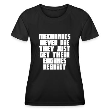 Mechaniker sterben nie Auto-Enthusiast - Frauen Funktions-T-Shirt - Schwarz - Vorne - AI Model Female 172 light (172cm)