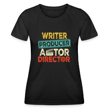 Scénariste Producteur Acteur Réalisateur Rétro Drôle - T-shirt sport Femme - noir - Devant - AI Model Female 172 light (172cm)