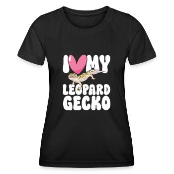 Gecko léopard Gecko reptile gecko de compagnie - T-shirt sport Femme - noir - Devant - AI Model Female 172 light (172cm)