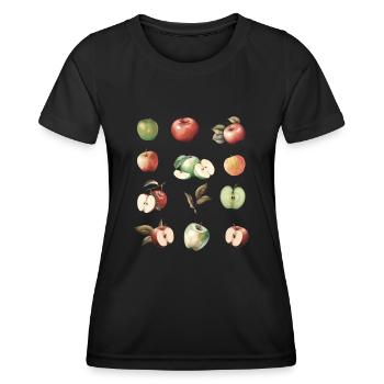 Verschiedene Apfelsorten - Frauen Funktions-T-Shirt - Schwarz - Vorne - AI Model Female 172 light (172cm)