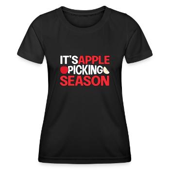 C’est la saison de la cueillette des pommes Cueilleur de pommes Apple - T-shirt sport Femme - noir - Devant - AI Model Female 172 light (172cm)