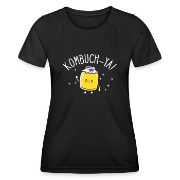 Kombucha-Ya Kombucha-Liebhaber-Spaß-Design - Frauen Funktions-T-Shirt - Schwarz - Vorne - AI Model Female 172 light (172cm)