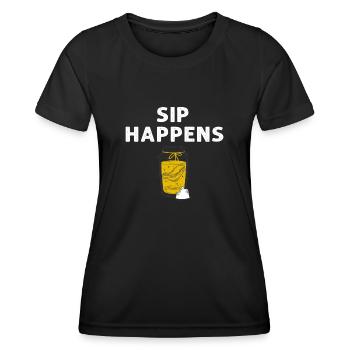 Sip Happens Kombucha Lover Fun Design - T-shirt sport Femme - noir - Devant - AI Model Female 172 light (172cm)