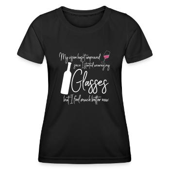 Vino Verre à vin Vin Buveur de vin Rouge - T-shirt sport Femme - noir - Devant - AI Model Female 172 light (172cm)