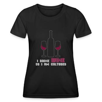 Vino Wine Drinker Wine Glass - Women's Functional T-Shirt - black - Front - AI Model Female 172 light (172cm)