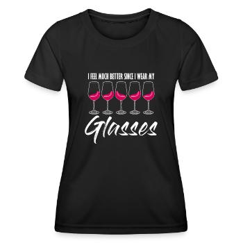 Wine Joke Drinker Wine Glass Vino - Frauen Funktions-T-Shirt - Schwarz - Vorne - AI Model Female 172 light (172cm)
