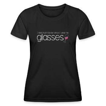 Red Wine Glasses Wine Drinker Vino - Frauen Funktions-T-Shirt - Schwarz - Vorne - AI Model Female 172 light (172cm)