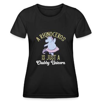 Nashorn Rhino Einhorn - Frauen Funktions-T-Shirt - Schwarz - Vorne - AI Model Female 172 light (172cm)