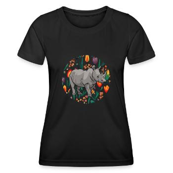 Nashorn Rhino Einhorn - Frauen Funktions-T-Shirt - Schwarz - Vorne - AI Model Female 172 light (172cm)