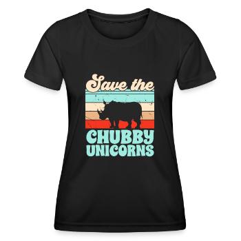 Nashorn Rhino Einhorn - Frauen Funktions-T-Shirt - Schwarz - Vorne - AI Model Female 172 light (172cm)