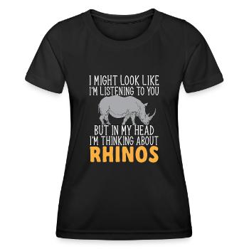 Nashorn Rhino Einhorn - Frauen Funktions-T-Shirt - Schwarz - Vorne - AI Model Female 172 light (172cm)