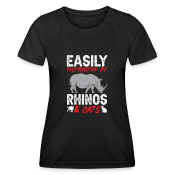 Nashorn Rhino Einhorn - Frauen Funktions-T-Shirt - Schwarz - Vorne - AI Model Female 172 light (172cm)