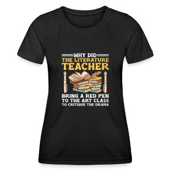 Literature Teacher School Teacher Funny Teachers S - Women's Functional T-Shirt - black - Front - AI Model Female 172 light (172cm)
