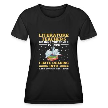 Professeur de littérature Professeur d’école Professeur drôle S - T-shirt sport Femme - noir - Devant - AI Model Female 172 light (172cm)
