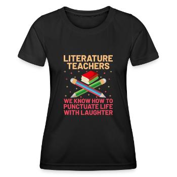 Literature Teacher School Teacher Funny Teachers S - Women's Functional T-Shirt - black - Front - AI Model Female 172 light (172cm)