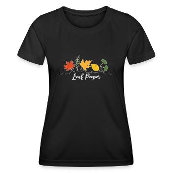 Blatt-Peeper Kawaii Laub Blatt-Peeping - Frauen Funktions-T-Shirt - Schwarz - Vorne - AI Model Female 172 light (172cm)